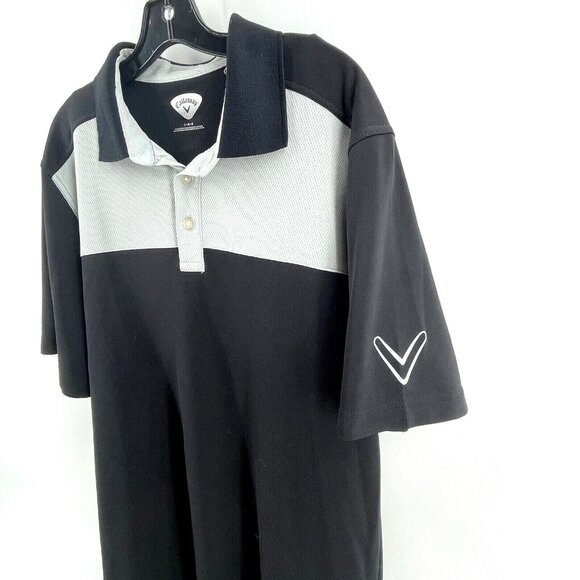 Callaway Men's Golf Polo Shirt Collared Black Gray Large Preppy Opti Dry - Picture 4 of 9